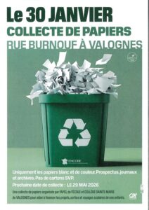 Collecte de papiers le 30 janvier 2026